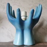Blue ceramic hand lamp