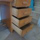 Vintage modernist desk - 5 drawers - shelf - 1950s - closure mechanism
