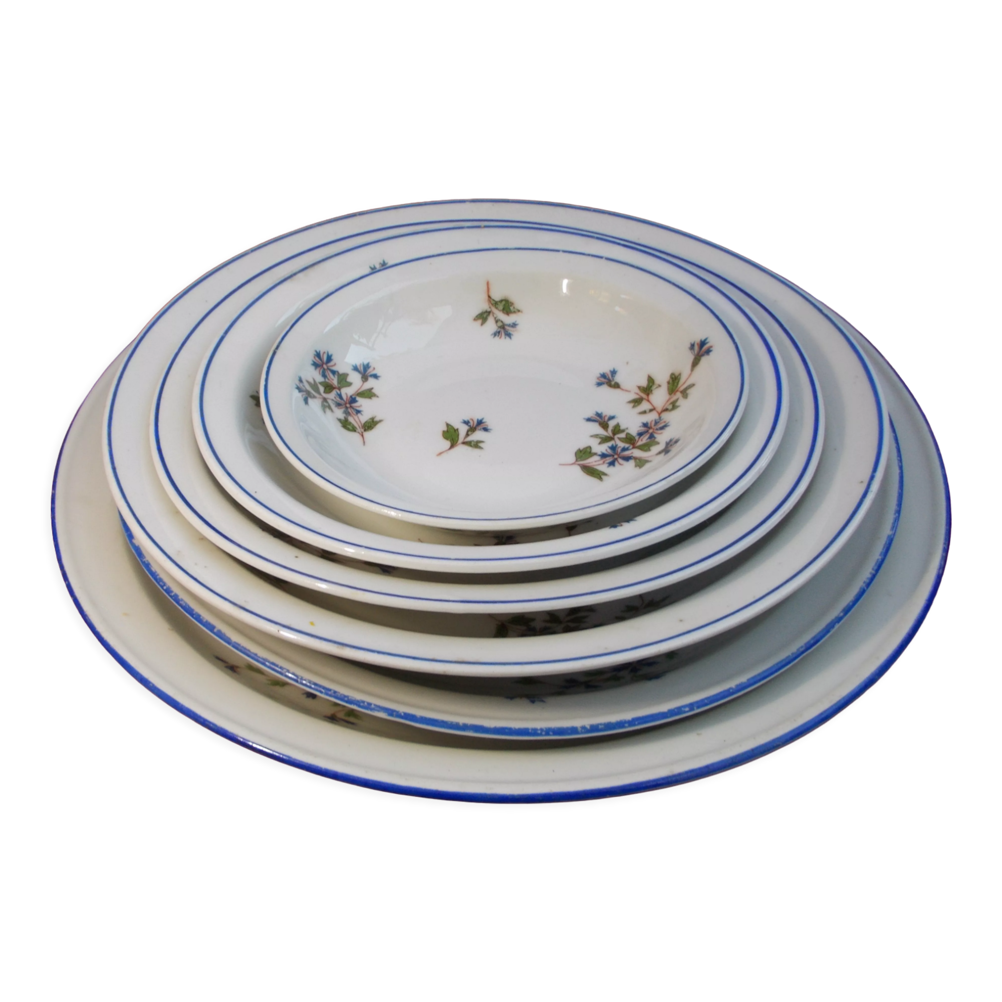 6 round dishes old porcelain decoration with barbels