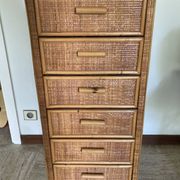 Vintage rattan chest of drawers with 6 drawers