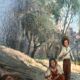 HST painting (19th/20th century) Children fishing in the undergrowth