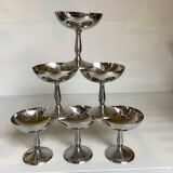 6 footed bowls with a silver metal ice frieze