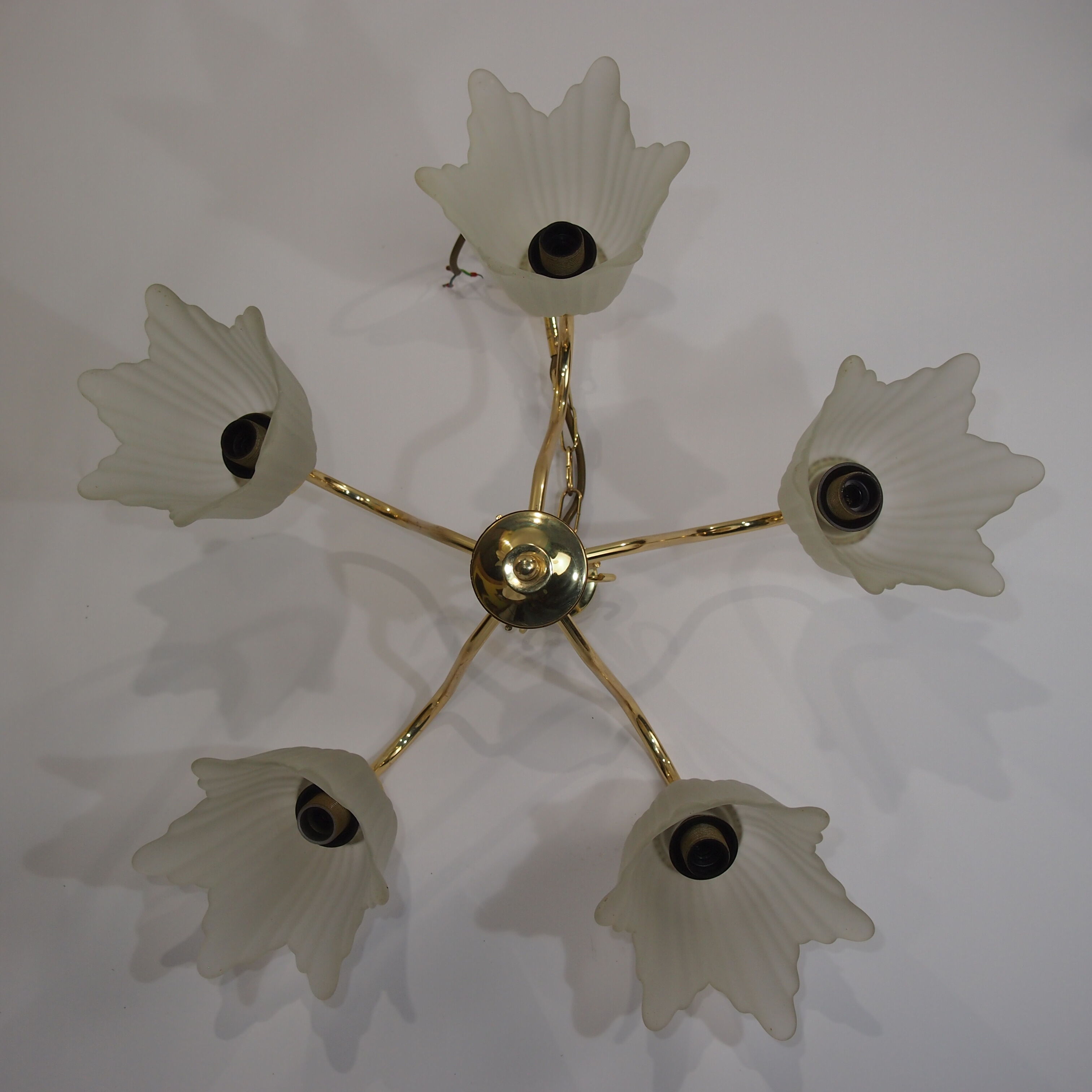 Five-branched luster /brass/tulips/vintage
