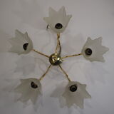 Five-branched luster /brass/tulips/vintage