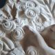 Angel Vase in White Plaster, Vintage Planter with Cherub and Flower Motif