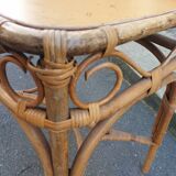 Bamboo and rattan side table, 1950s-1960s