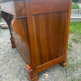 Restoration period walnut chest of drawers with a scroll handle