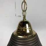 Pencil Reed, Rattan, Bamboo and Brass Pendant Hanging Lamp, Italy, 1970s