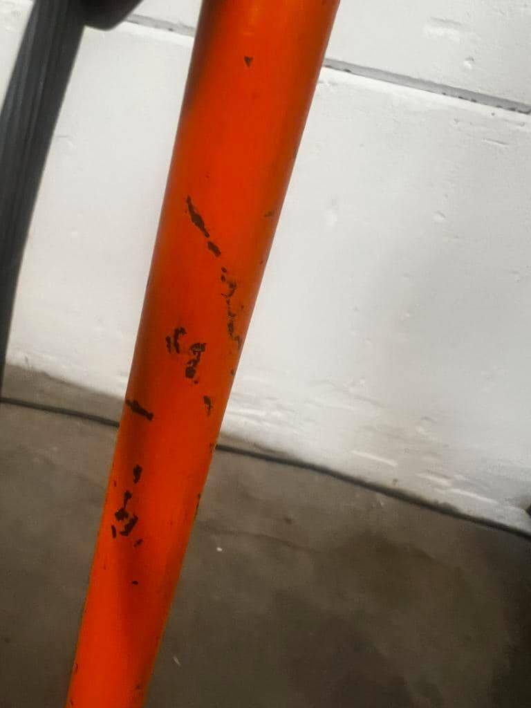 Vintage 70s floor lamp with orange trumpet base