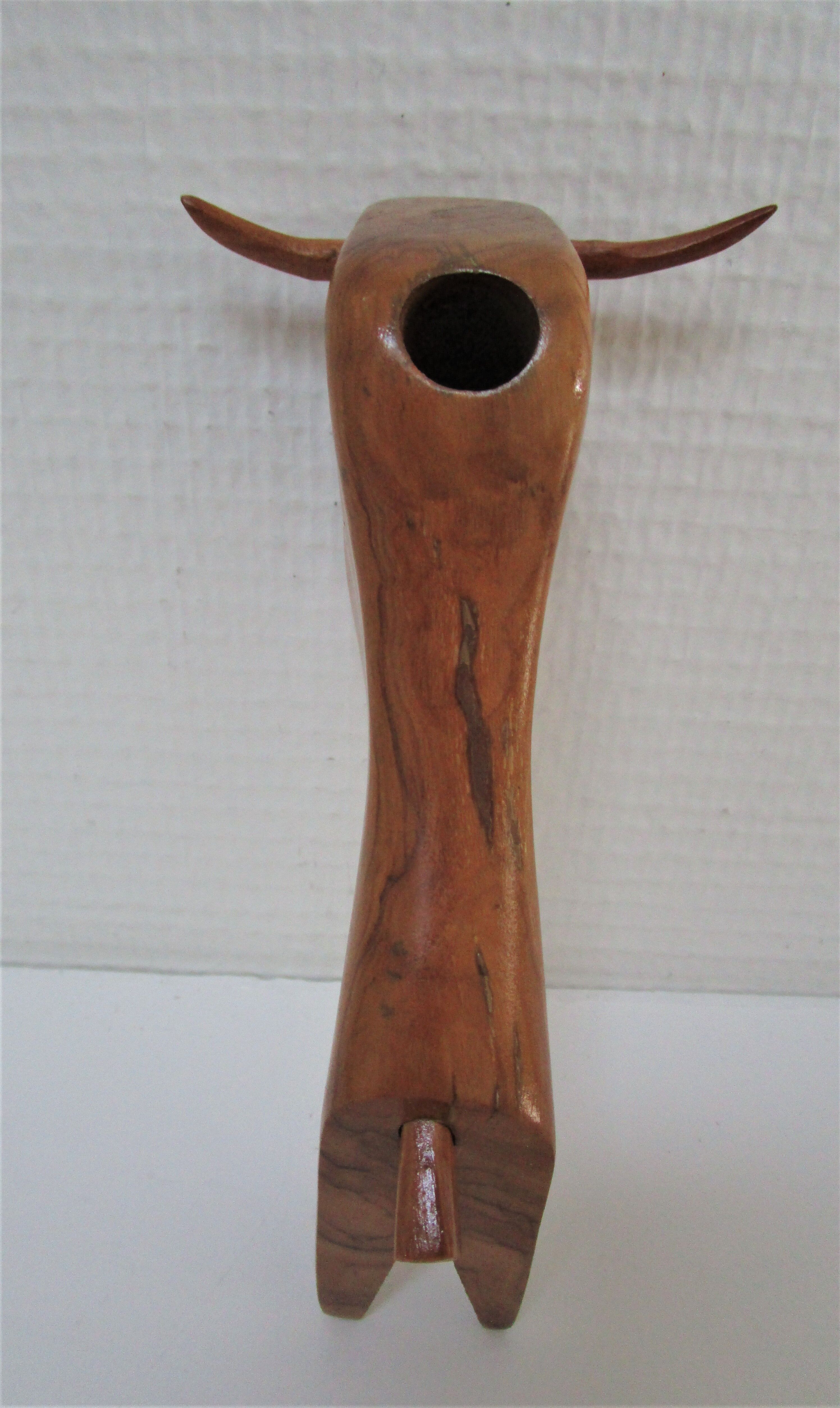 Wooden candlestick bull 70s