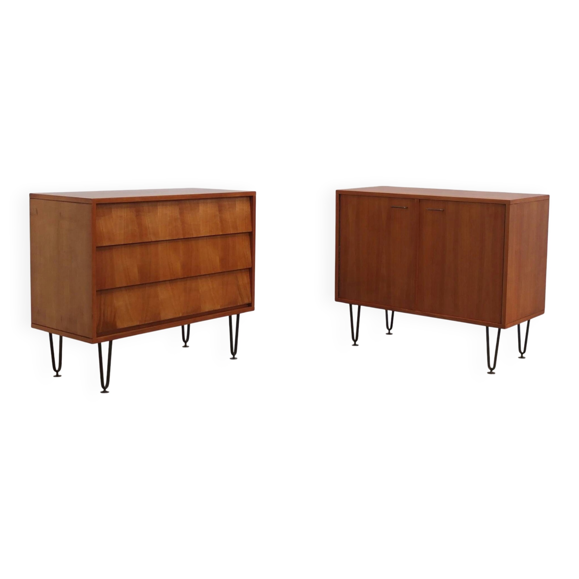 Pair of honey coloured cabinets by Alfred Hendrickx for Belform, 1950s