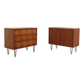 Pair of honey coloured cabinets by Alfred Hendrickx for Belform, 1950s