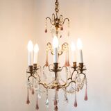 French chandelier late 19th patinated brass 6 arms