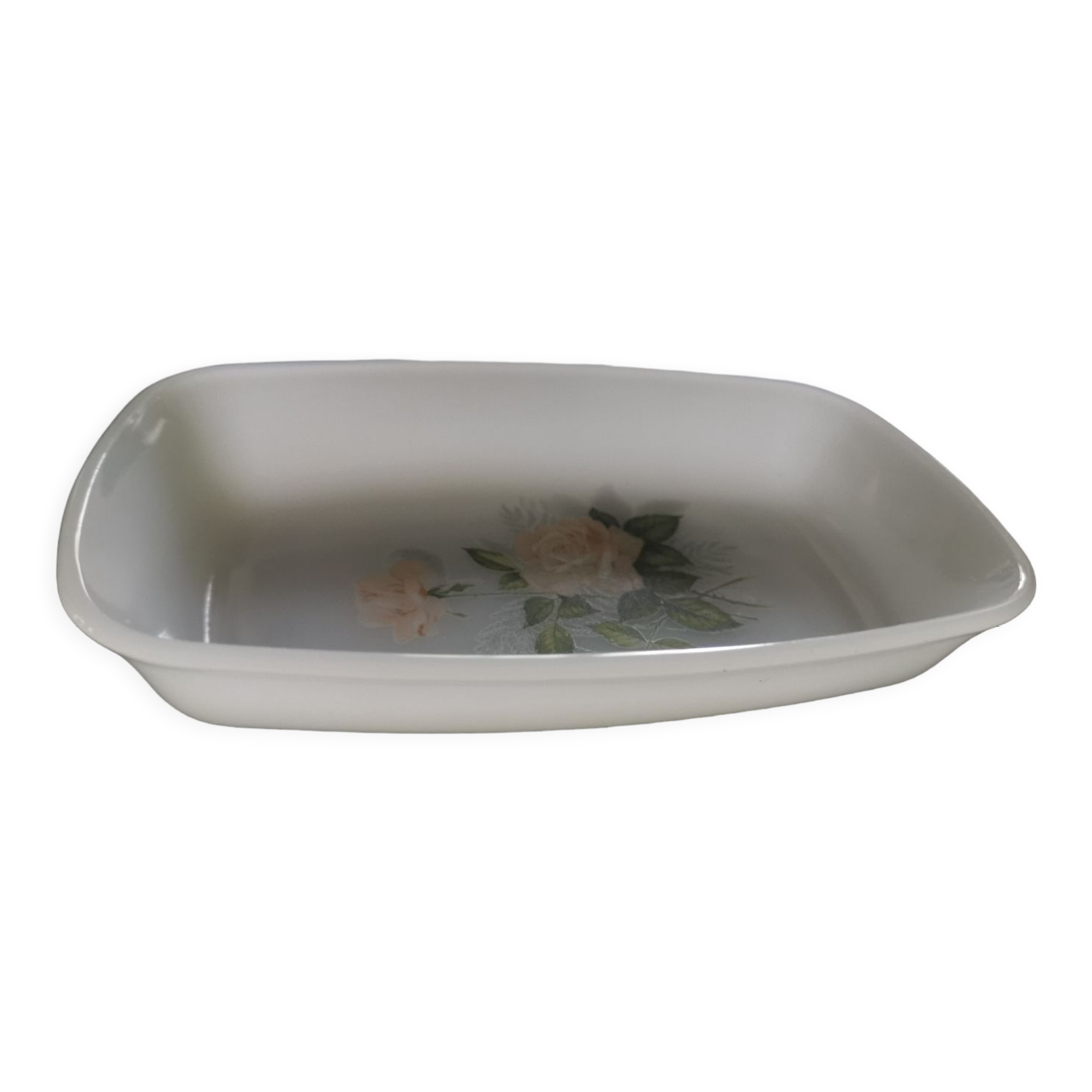 Beurrier vintage en arcopal motif de roses