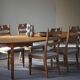 Set of 4 "Razorblade" high back chairs in oak & boucle, Henning Kjærnulf, 1960s
