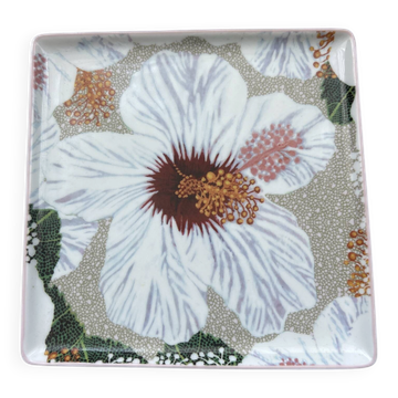 Raynaud Limoges "Exquisite Flowers" Hibiscus Porcelain Dish Tray b