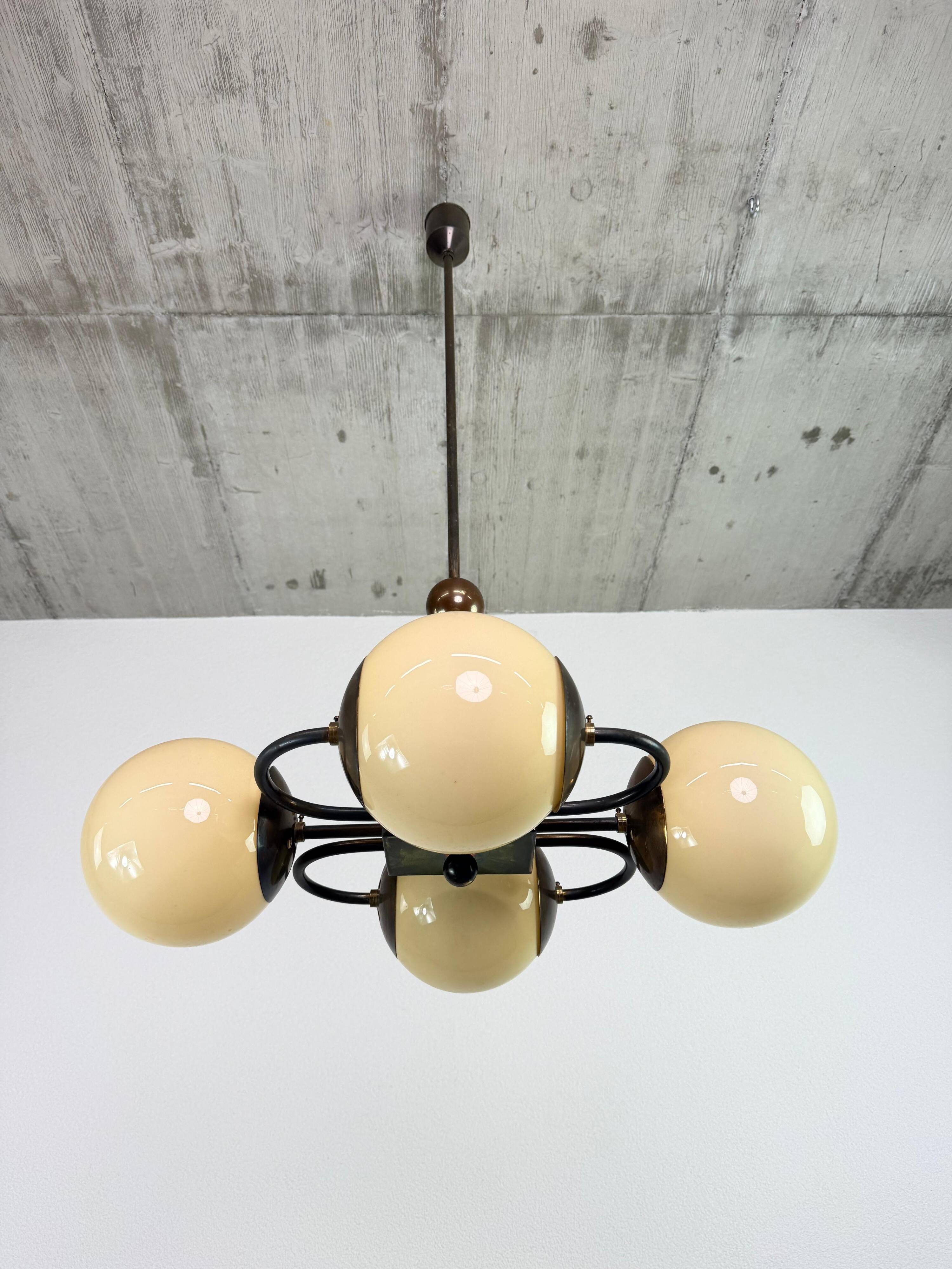 Czechoslovak rondocubist / Geometric Art Deco pendant lamp