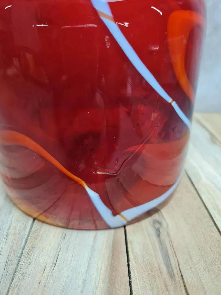 Vase / jug in blown red glass – Murano style – vintage piece from the 1970s