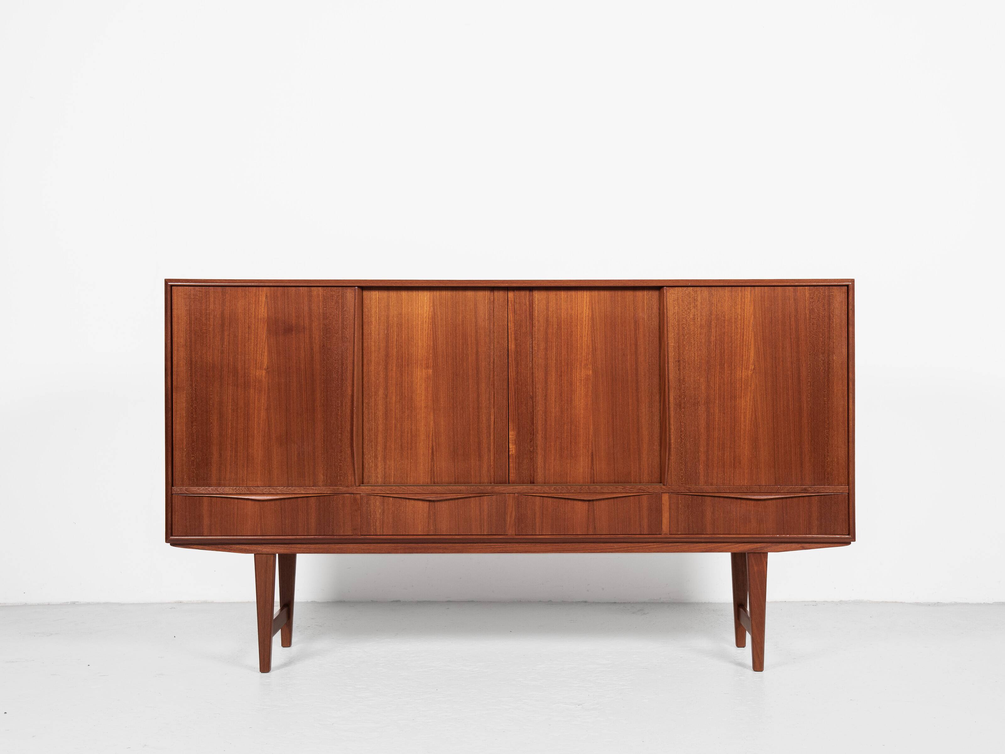 Midcentury Danish highboard in teak by E.W. Bach for Sejling Skabe 1960s - with 4 doors & 4 drawers