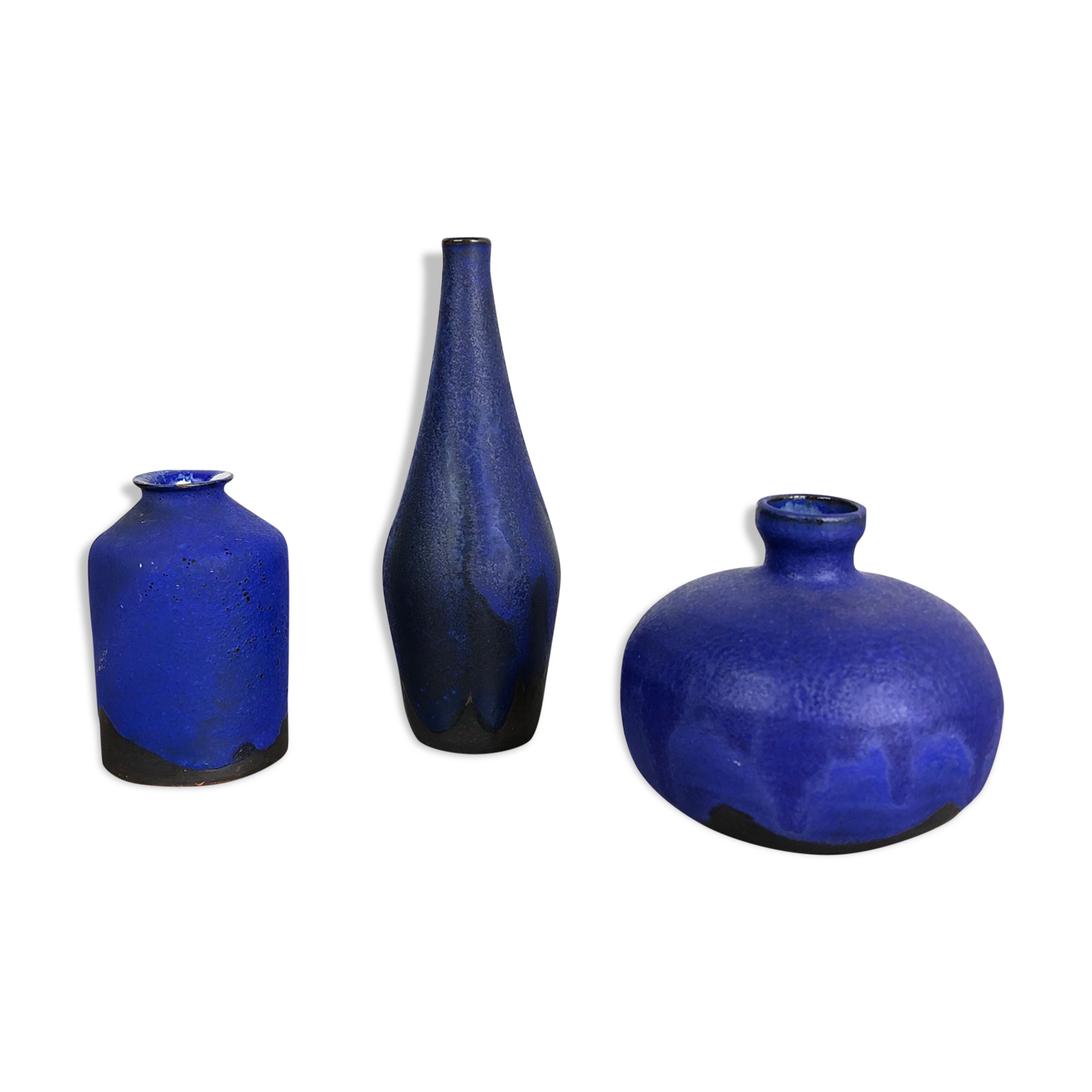 Set of 3 ceramic studio pottery vase by Gerhard Liebenthron, Germany, 1960s