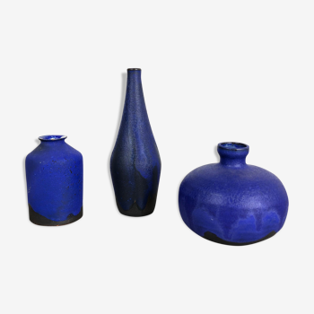 Set of 3 ceramic studio pottery vase by Gerhard Liebenthron, Germany, 1960s