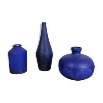 Set of 3 ceramic studio pottery vase by Gerhard Liebenthron, Germany, 1960s