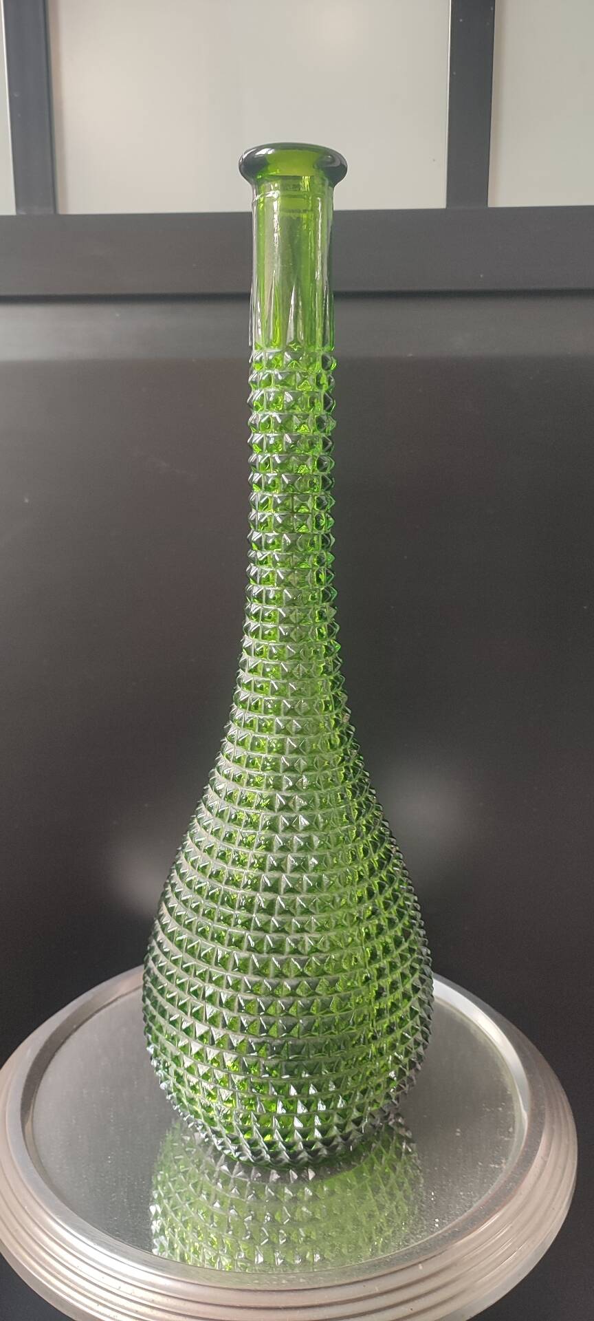 Empoli olive green bottle vase with diamond point - 39 cm