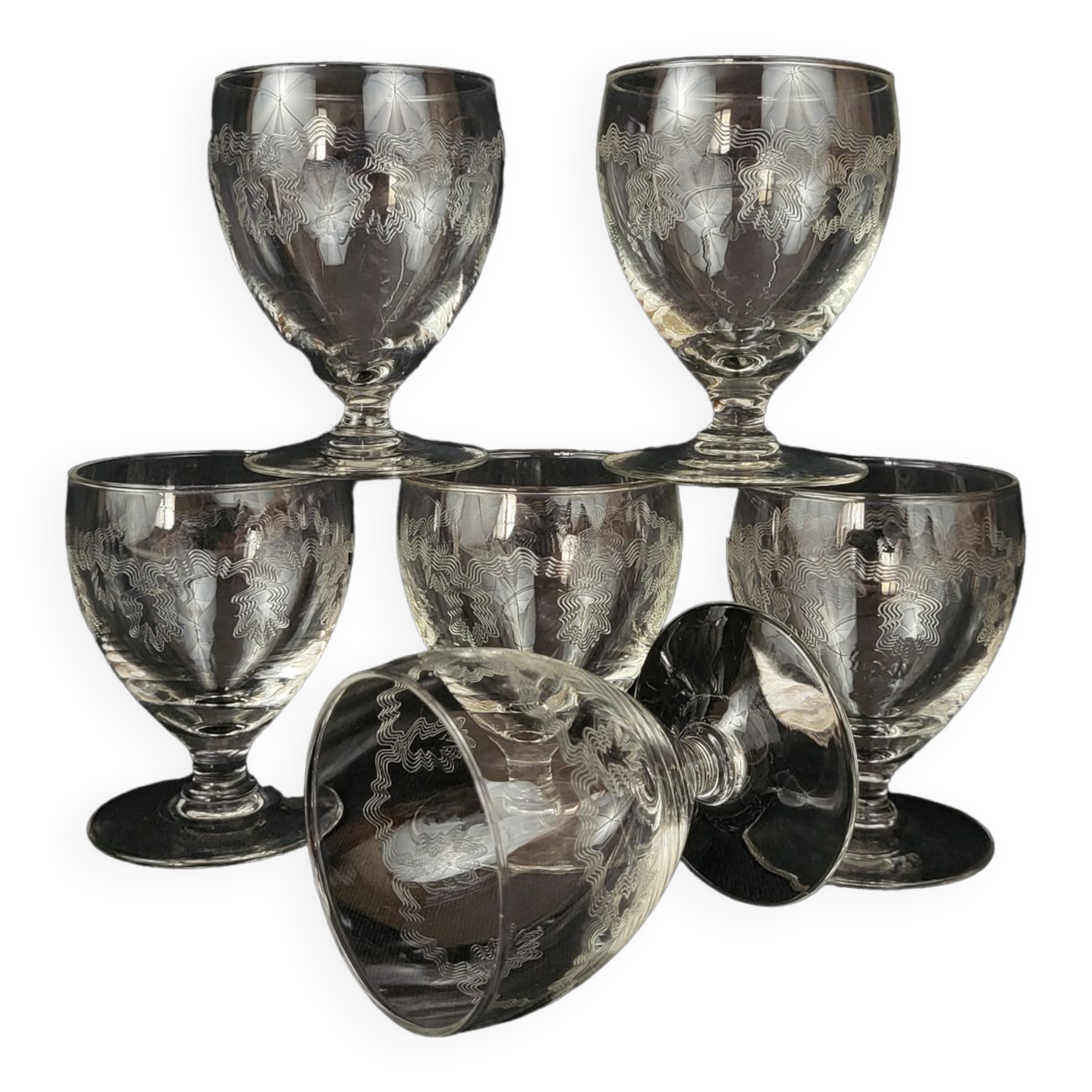Set of 6 crystal wine glasses