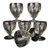 Set of 6 crystal wine glasses