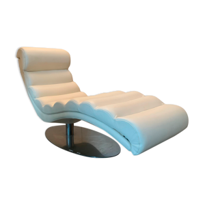 Chaise longue moderne en cuir blanc