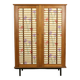 Vintage 1960 removable rattan and oak cabinet