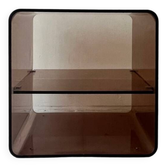 Side table/bedside table in smoked plexiglass, M.Dumas for Roche Bobois 1970