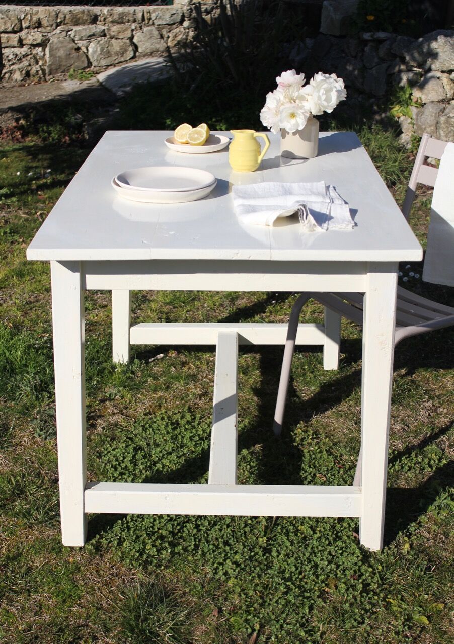 Patina white farm table