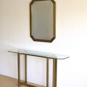 Modernist brass and glass console table & mirror. 1970s