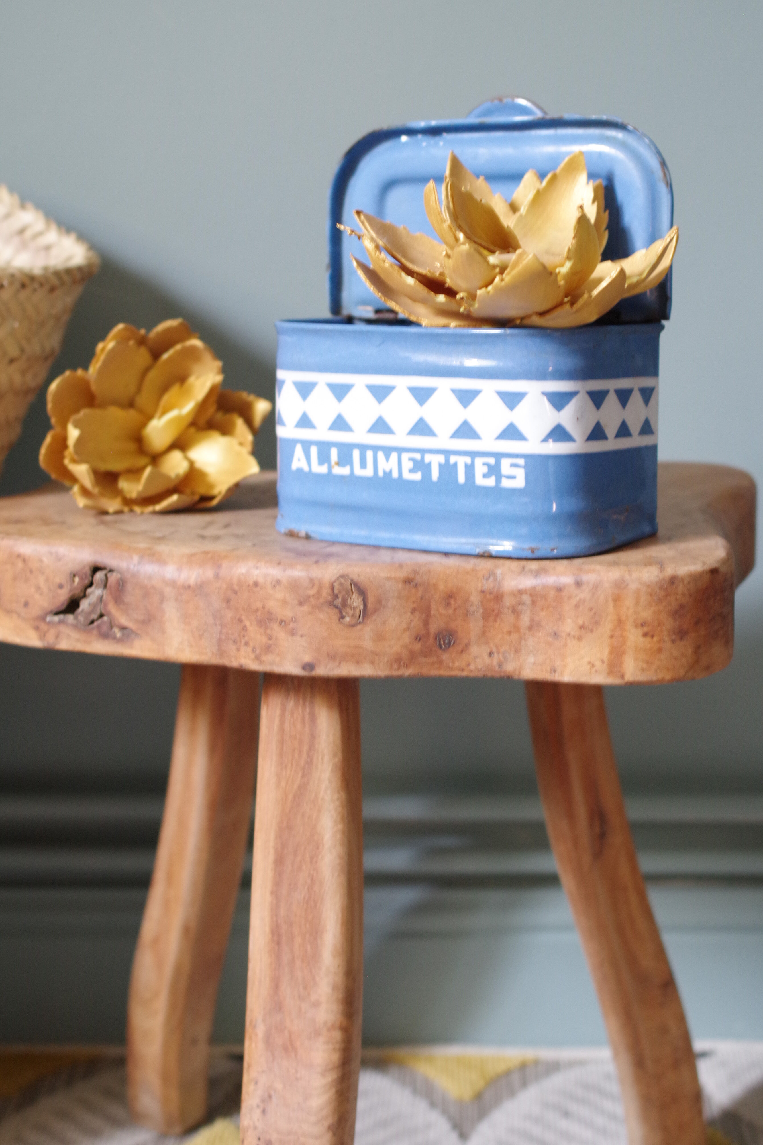 Blue matchbox - old blue enamel sheet box