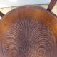 Swivel wooden armchair, pattern on seat
