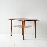 Vintage Scandinavian coffee table in teak with brass shelf