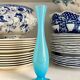 Vase, single flower vase in sky blue opaline