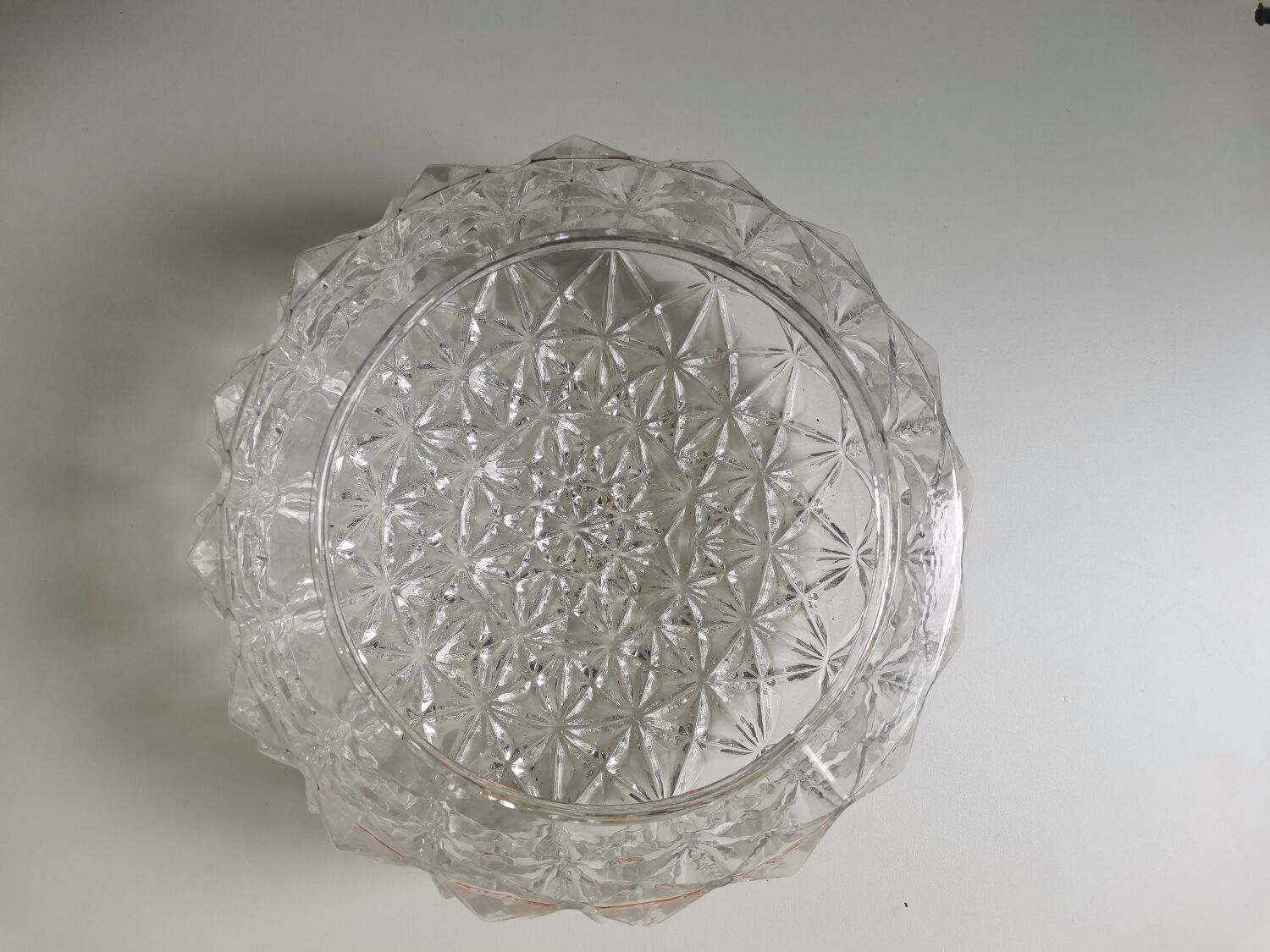 Ceiling lamp vintage molded glass faceted