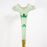 Art nouveau table vase in brass and opaline glass