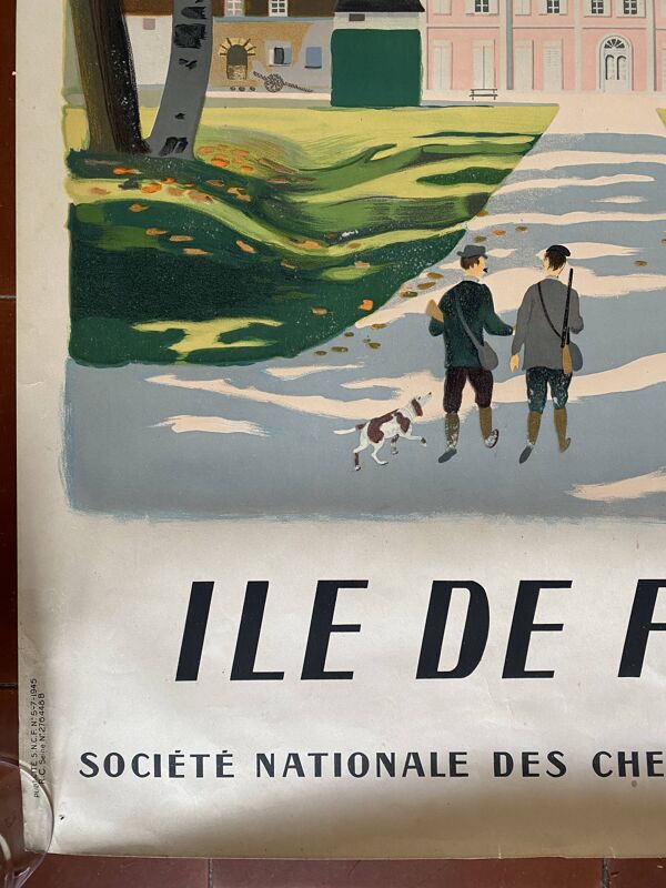 Affiche originale tourisme ''Ile de France'' 62x100cm 1945