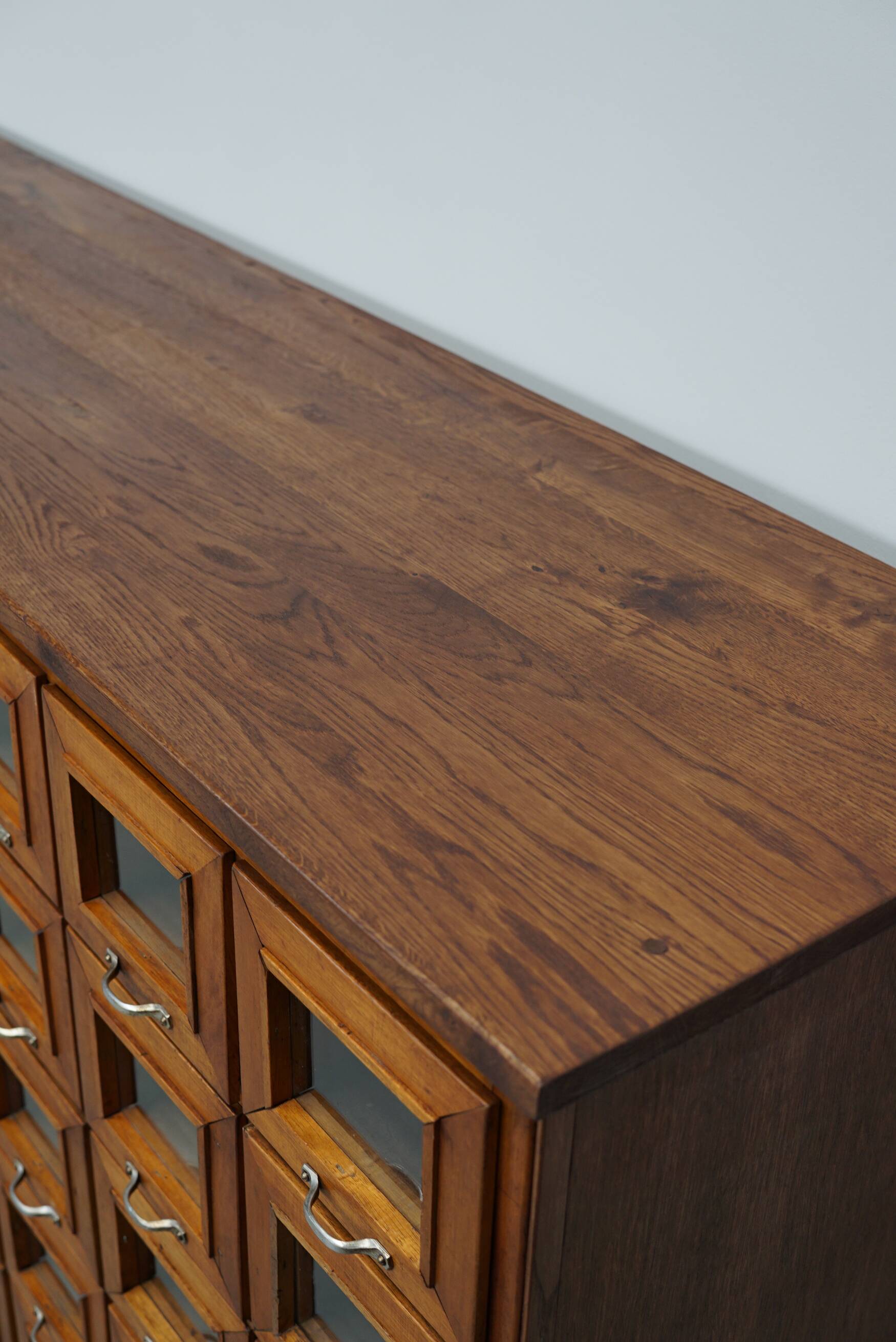 Vintage Dutch Oak Haberdashery Shop Cabinet / Vitrine, 1950s