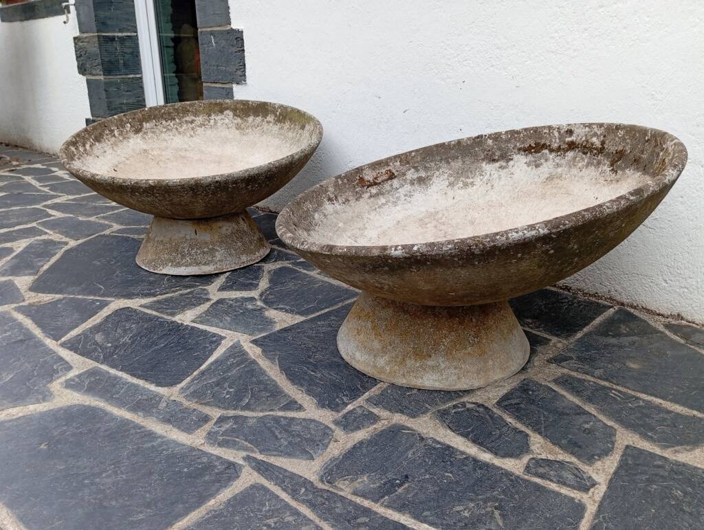 Paire de jardinières vasques années 50 fibrociment