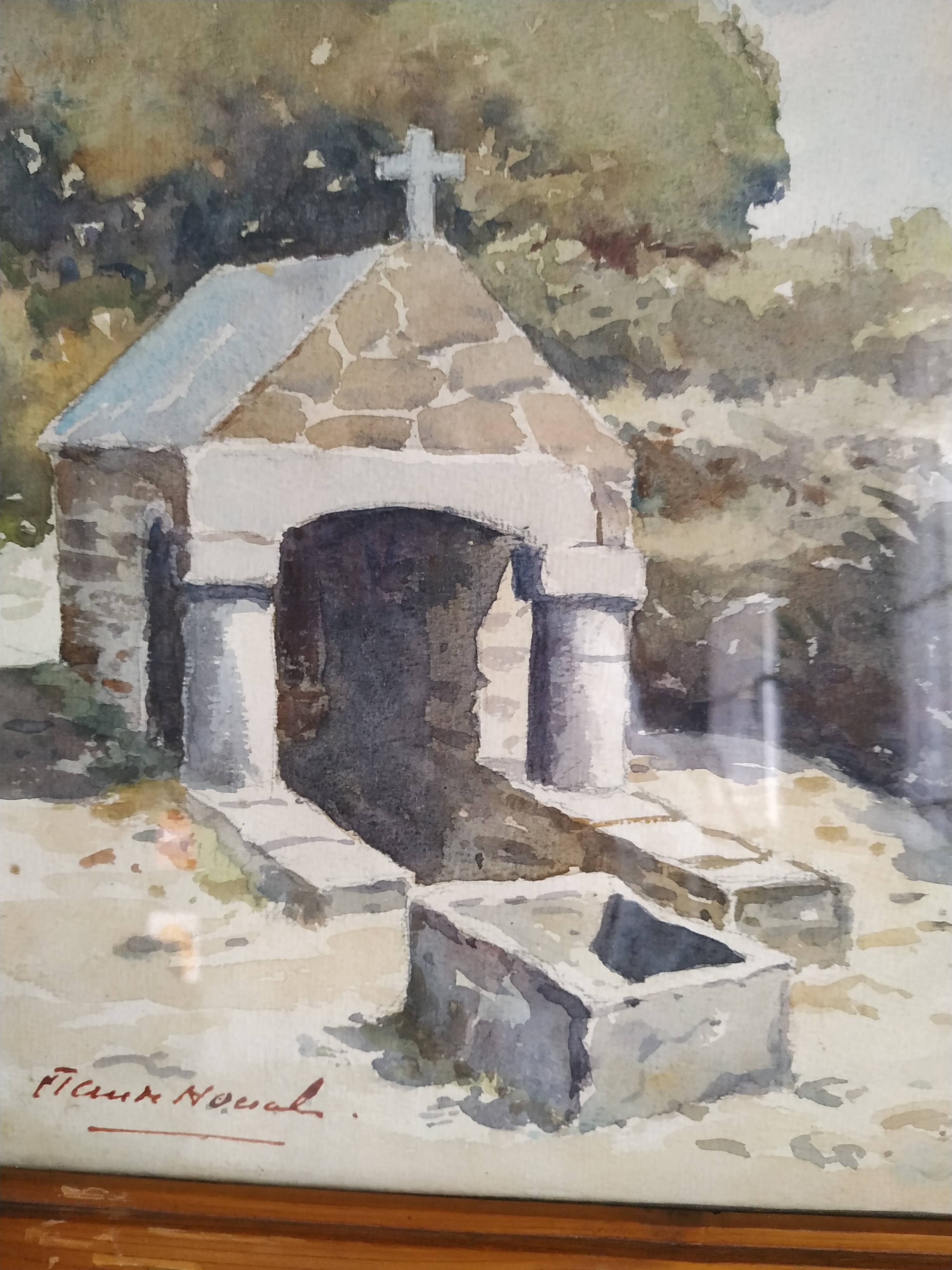 Watercolor "the Breton fountain" by Claude Houal