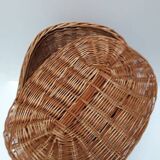 Wicker storage laundry basket and lid