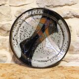 Decorative glazed stoneware plate by Patrick Rollet