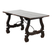 Table espagnole antique du début du XVIIIe siècle avec un pied en fonte.