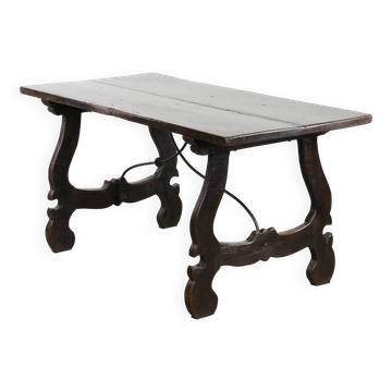 Antique Spanish table from the early 18th century with  a cast iron base