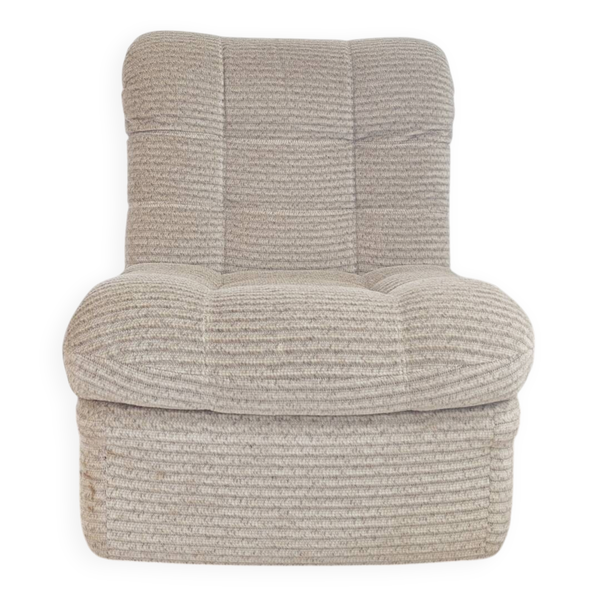 Vintage 1970 beige wool armchair