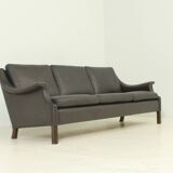 Canapé trois places Aage Christiansen en cuir marron foncé, 1960's